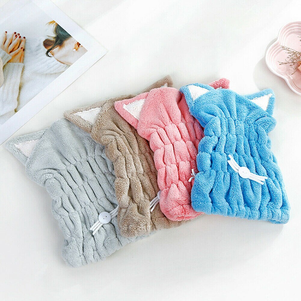 Microfiber Haar Sneldrogend Douche Wrap Bad Head Tulband Absorberende Cap Handdoek