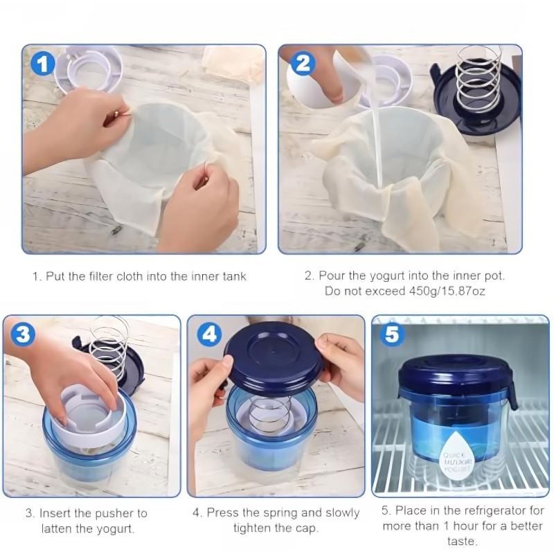 Yoghurtfilter myseparator kompresjonsartefakt matkvalitet husholdningsost tofu dehydreringstank gresk yoghurtfilter