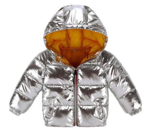 Barn vinterjacka för barn flickor silver guld pojkar casual huva kappa babykläder ytterkläder barn parka jacka snödräkt: Silver- / 7t