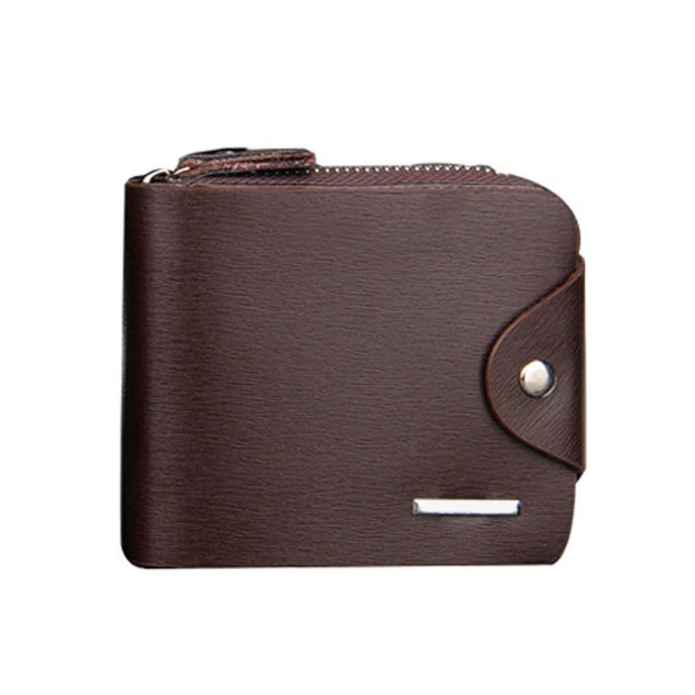 Mode Mannen Korte Portemonnee Pu Leer Effen Kleur Rits Hasp Clutch Money Bag Man Casual Portemonnee Kaarthouder: coffee  2