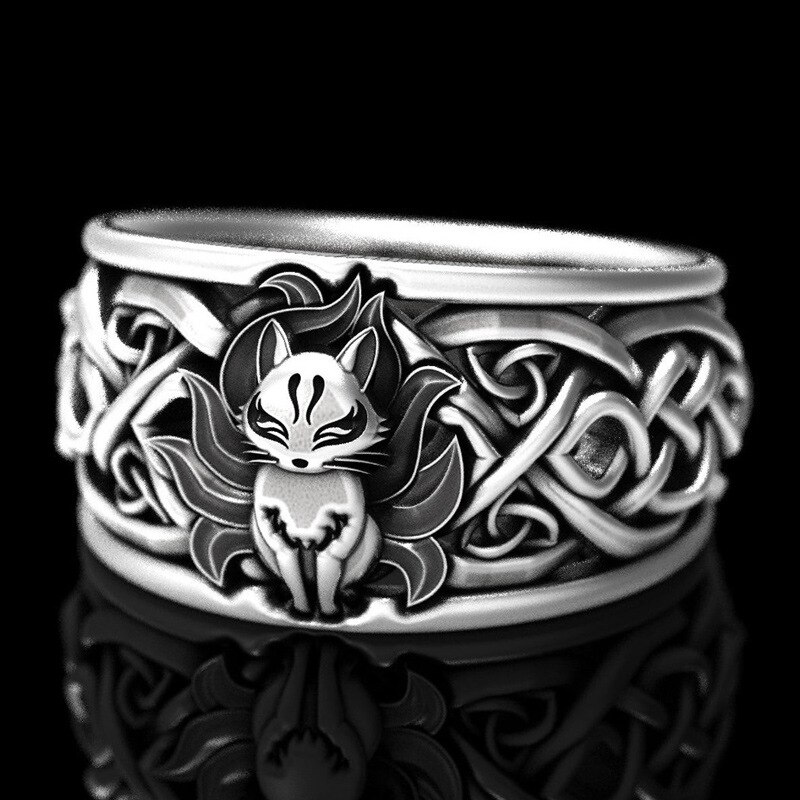 Søde vintage sølvfarve ræv udskæring dyreringe til kvinder fest punk finger ring smykker