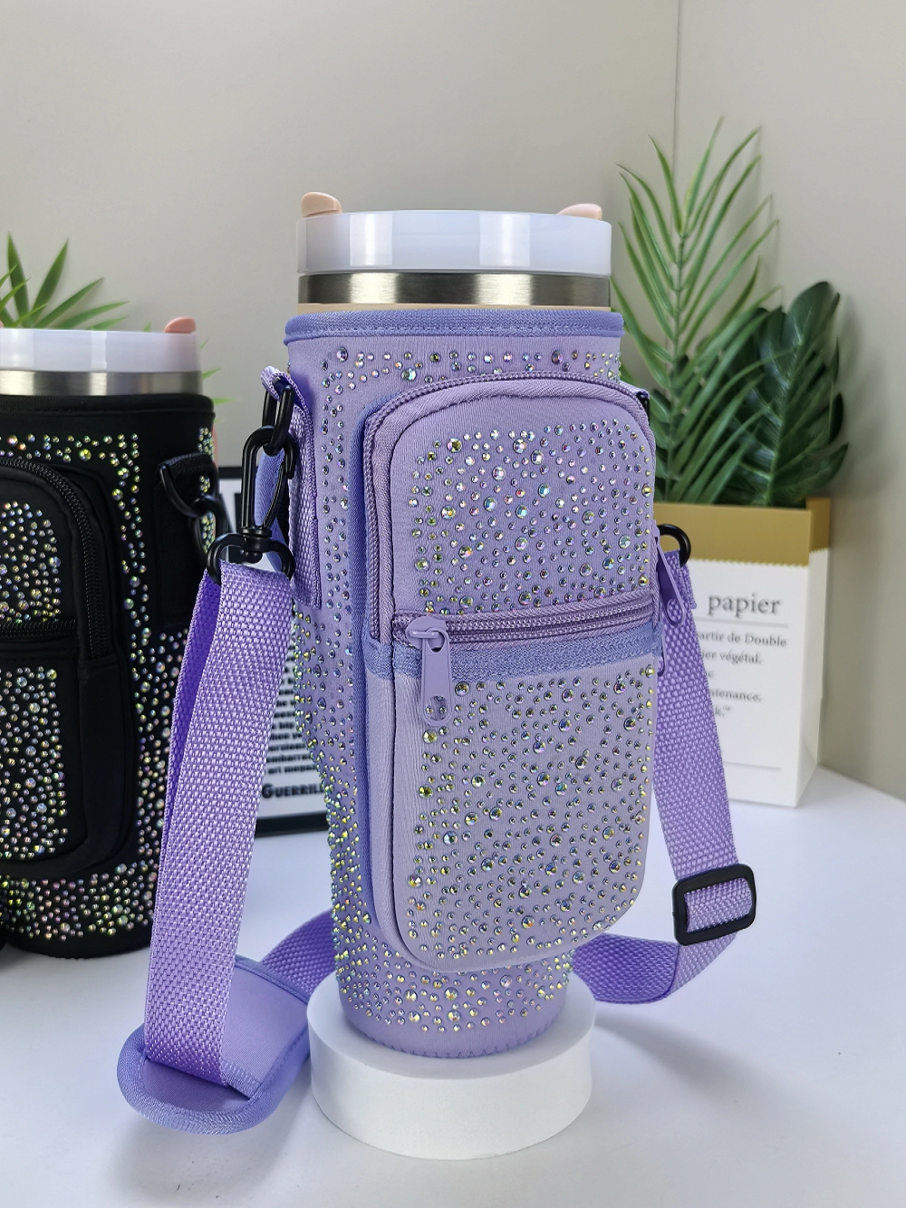 Waterfles draagtas voor beker 40/30 oz, geïsoleerde neopreen waterfleshouder Cross-body tas met verstelbare schouder