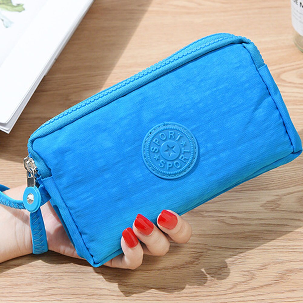 Neue Frauen Brieftasche Dame Leinwand Kupplung Münze Telefon Karte Halter Tasche Lange Geldbörse Brieftasche Abend Handtasche Make-Up Tasche: Blau