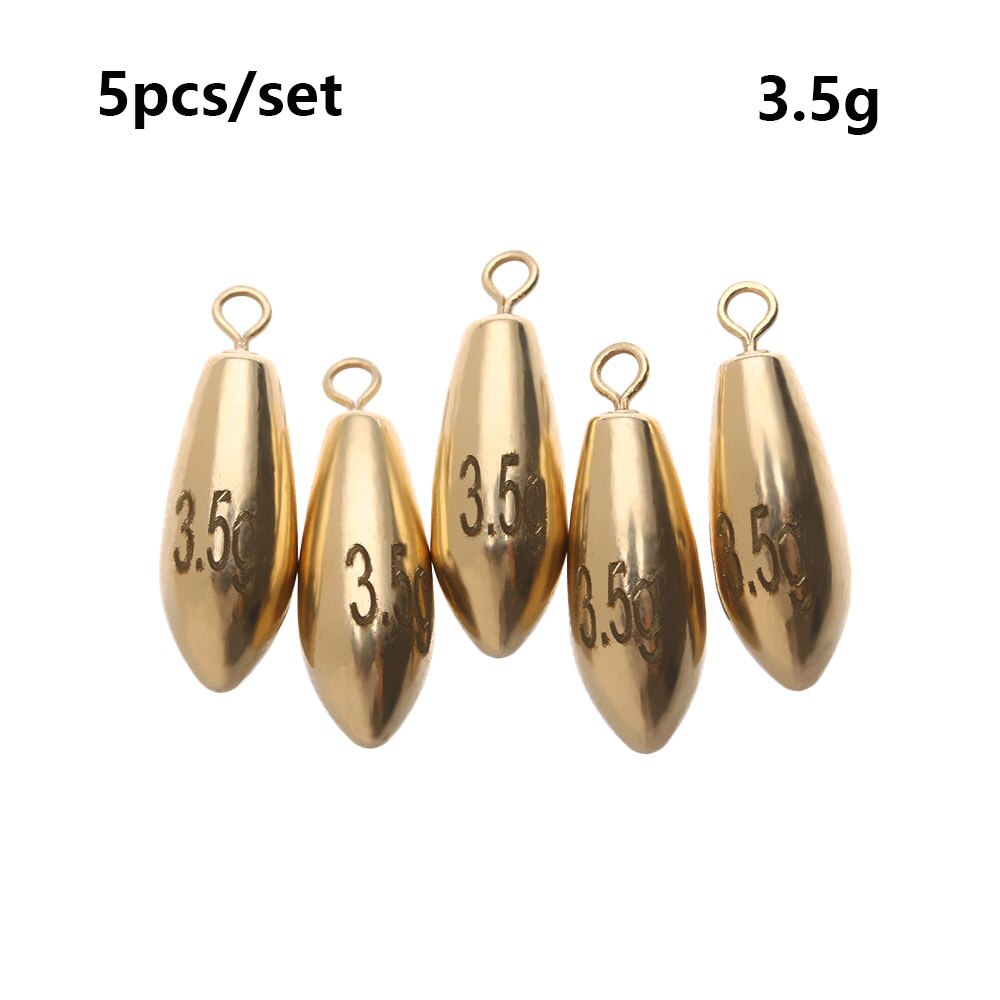 5pcs copper Tungsten Fishing Sinkers Weights Flipping Weights Bass Sinker Tackle Fishing Lead fall Fishing Accessories: 3.5g