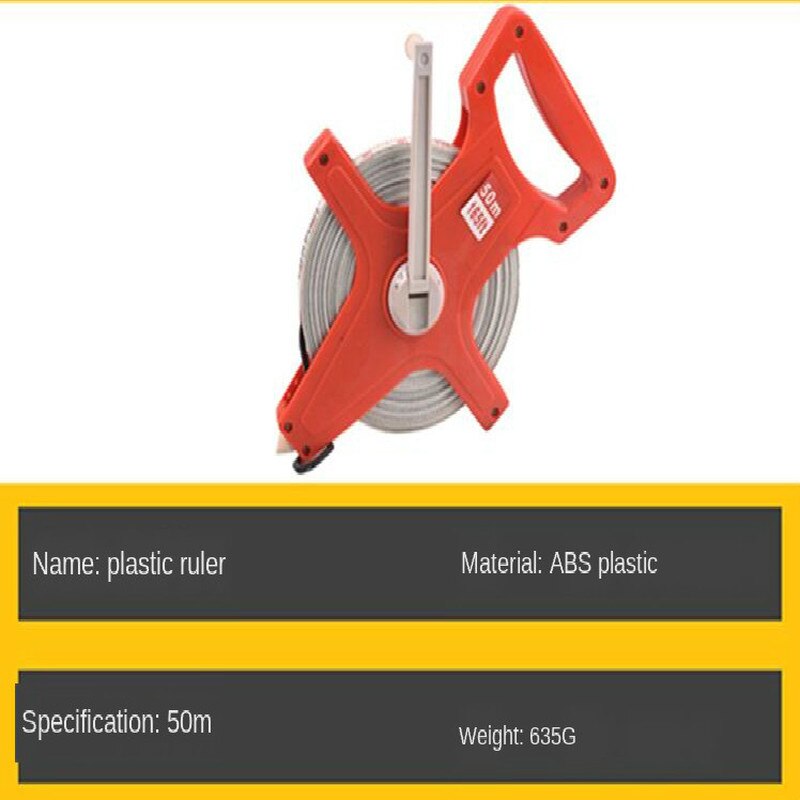 Portable metric 30M 50M 100M Thickening Open Reel Steel Tape Measure with shelf for Woodworking Construction ABS Measuring tool: 50m plastic