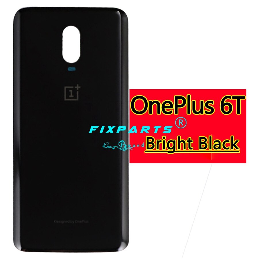 Oneplus 6 Battery Cover Back Glass Oneplus6 Rear Door Housing Case Oneplus 6T Back Panel Oneplus 6 Battery Cover With Adhesive: 6T Bright black