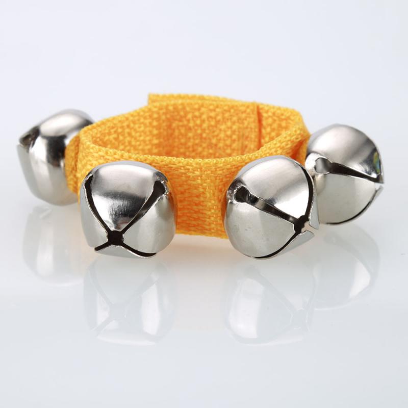 Metal Jingle Bells Bracelet Wrist Tambourine Nylon Fastener Tape Percussion Musical Toy For KTV Party Kids Games Newest