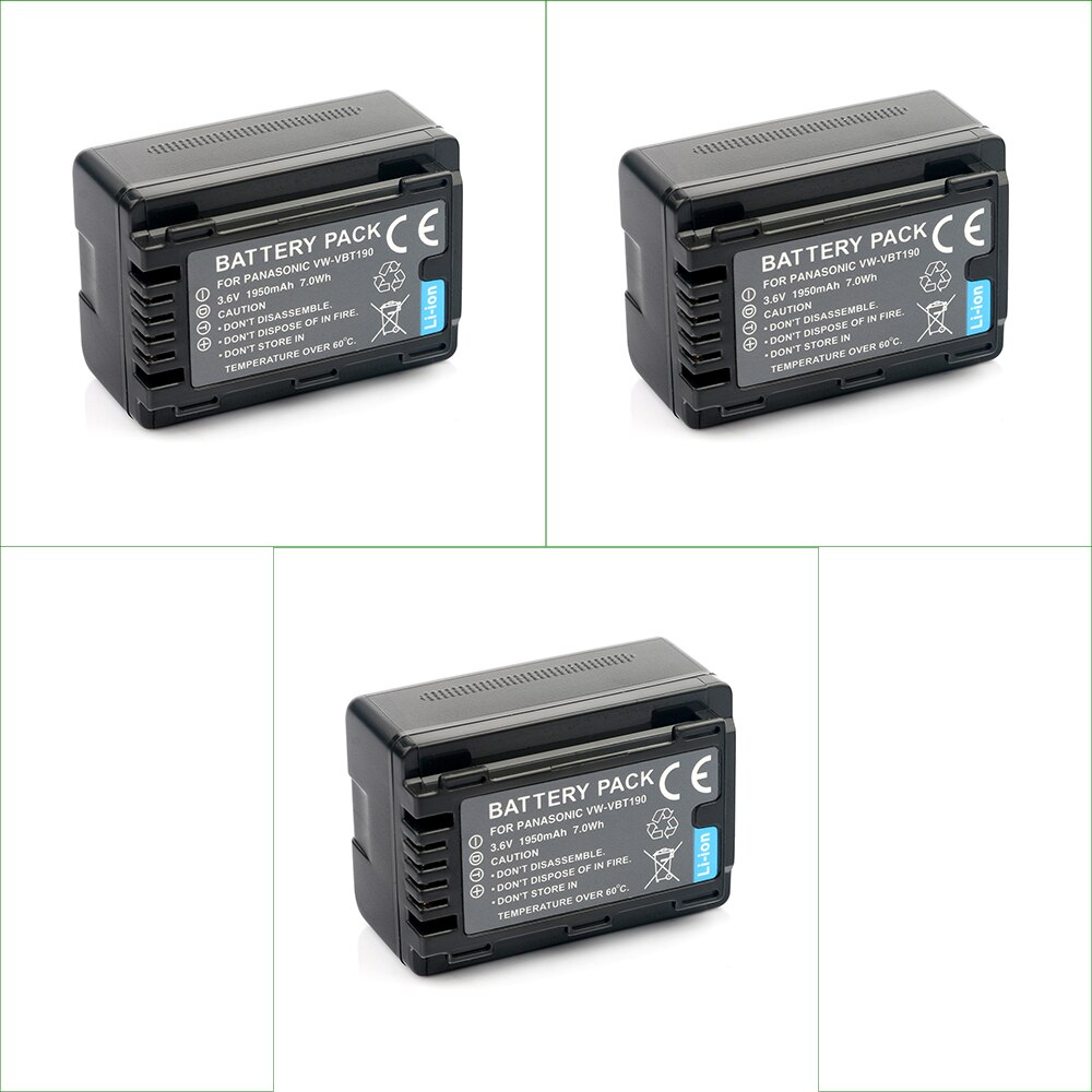 LANFULANG VW-VBT190 VW VBT190 rechargeable Battery Camera Batteries for Panasonic HC-VX980 HC-W580 HC-V180 HC-V380 HC-WXF995: 3PC Battery