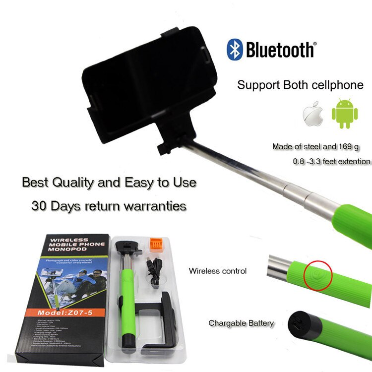 Z07-5 Bluetooth Selfie Stick Palo Selfie Extendable Handheld Self-Portrait Monopod For Xiaomi Iphone Samsung Huawei