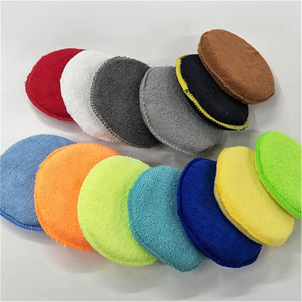 Practical Car Superfine Fiber Round Shape Wax Applicator Pads Polishing Sponges With Net Car Accessories Polisher Pads