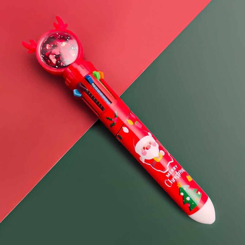2022 Multicolor Ballpoint Pen Xmas Theme Printed 10 Colors Cute Cartoon Retractable Ballpoint Pens School Office Supply Paint: Light Yellow