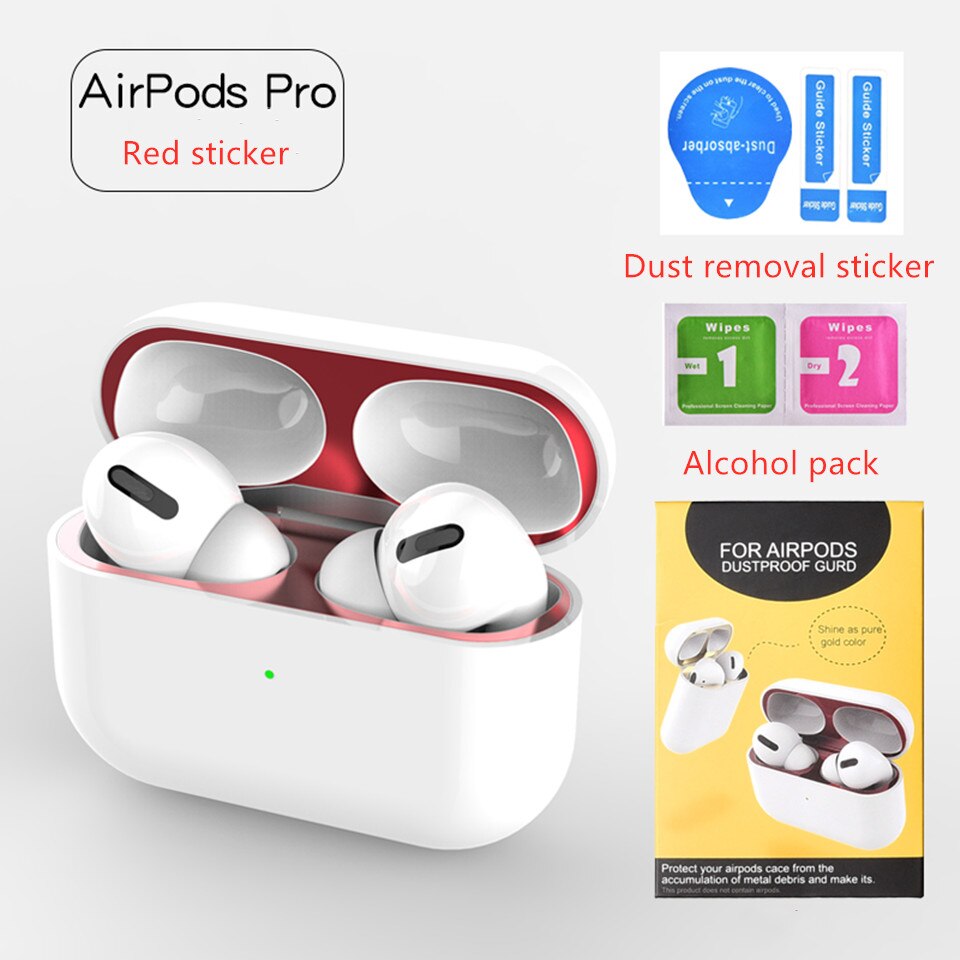 Stickers for Airpods pro 2&amp;1 Case Dust Guard cute Skin Inner Cover Accessories Film for Apple Airpods Pro 2 1 Stickers: red airpod pro