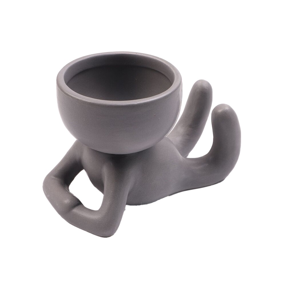 Little People Body Art Flower Pot Nordic Ceramics Desktop Window Crafts Home Decorat Ornaments Plant Pot Vase: TYPE 2 COLOR 3