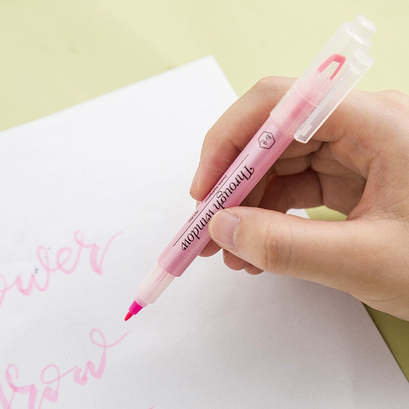 8 Colors/set Unique Hollow Window Tip Soft Pastel Color Highlighter Pen School Map Text Marker Pen Stationery Hilighter