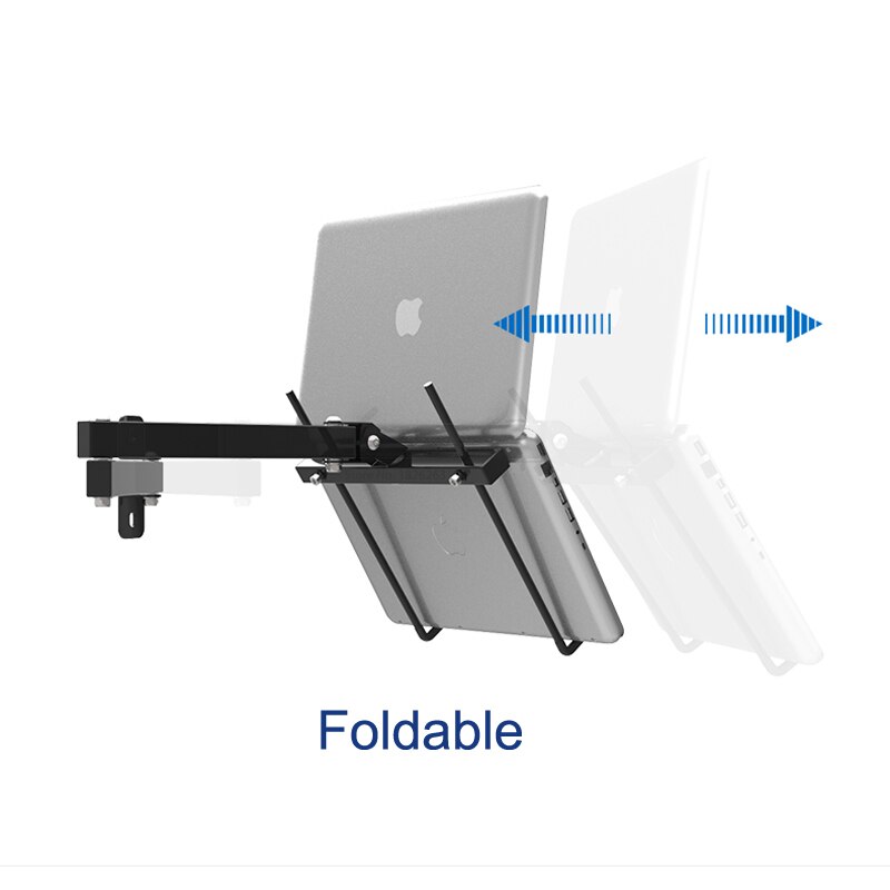 Foldable Wall Mount 17-27 inch Laptop Holder Two Arms Full Motion Laptop Cooler Retractable Notebook Hanger