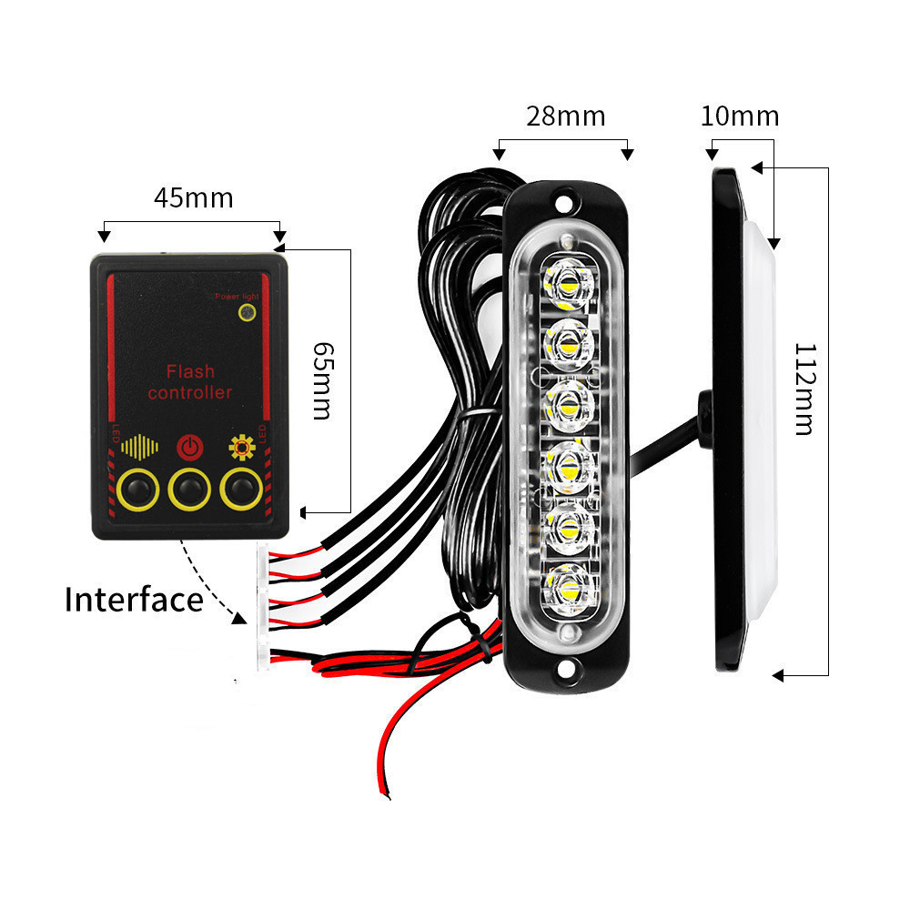 Kølergrill led-lys strobe rav nødblink fjernbetjening trådløs betjening blinksignal brandmandsblink advarselslampe 12v 24v
