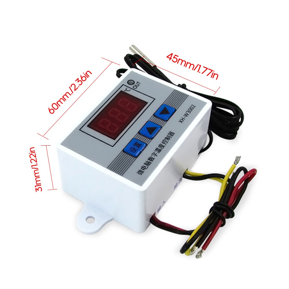Intelligent Led Digital Microcomputer Temperature Controller Mini Thermostat Switch with Water-resistant Sensor Probe XH-W3002