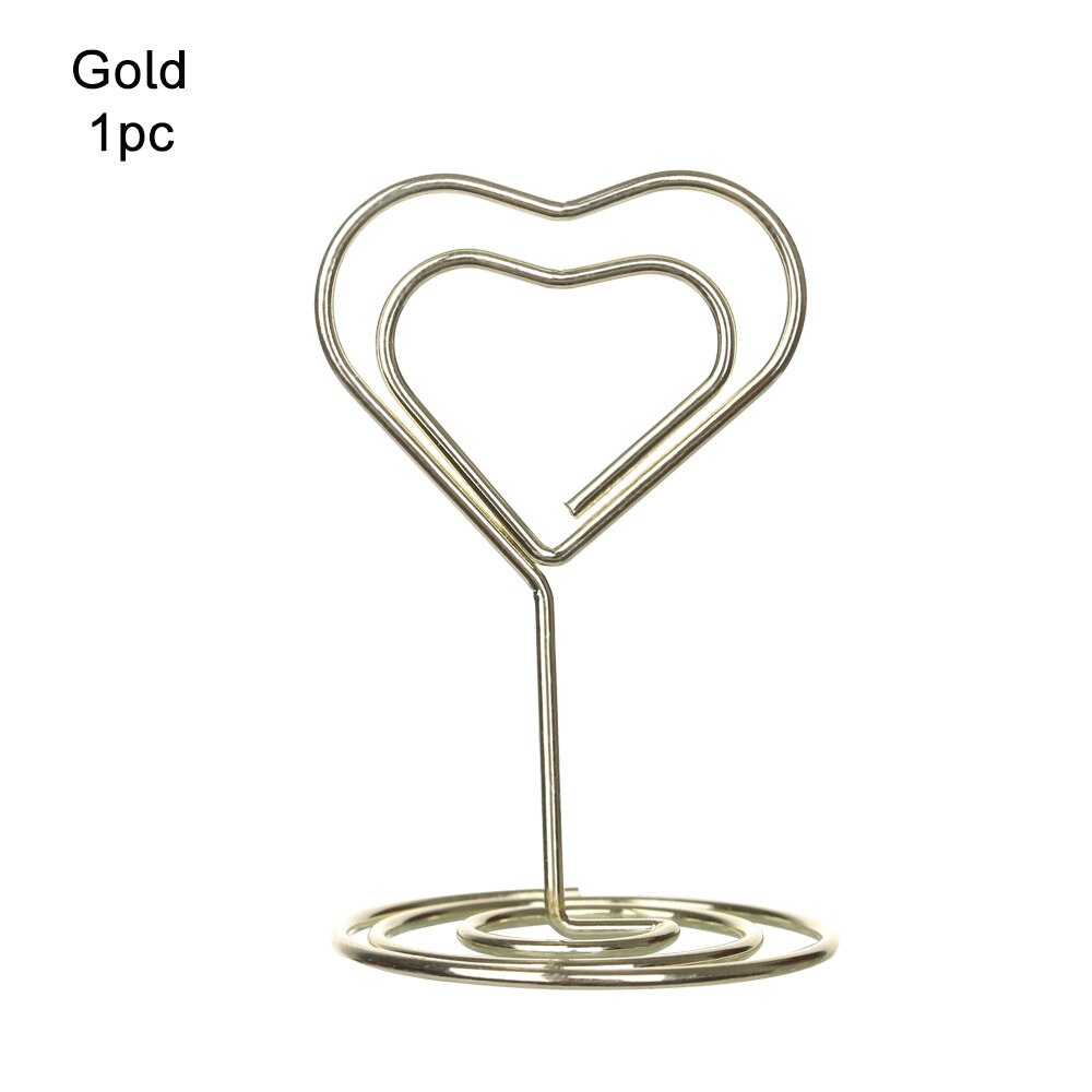 Cool bryllupsfest skrivebordsdekoration bordkortholder romantisk hjerte diamant fotoklip bord nummer stativ papirklemme: Type 1- guld