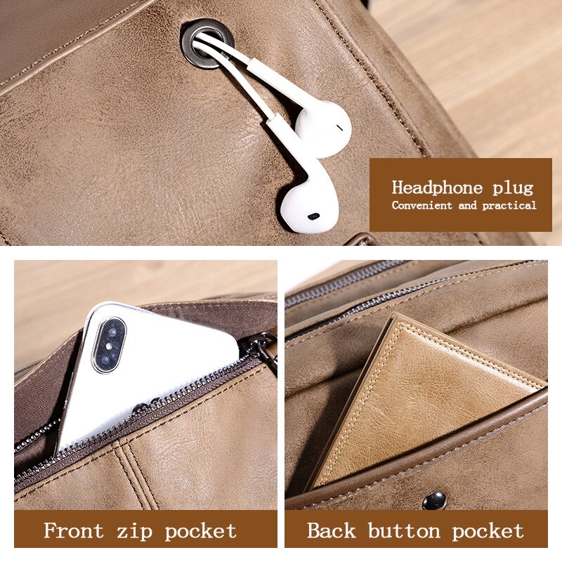 DIDE-bandolera de cuero estilo Vintage para hombre, Mini Bolso pequeño, color negro
