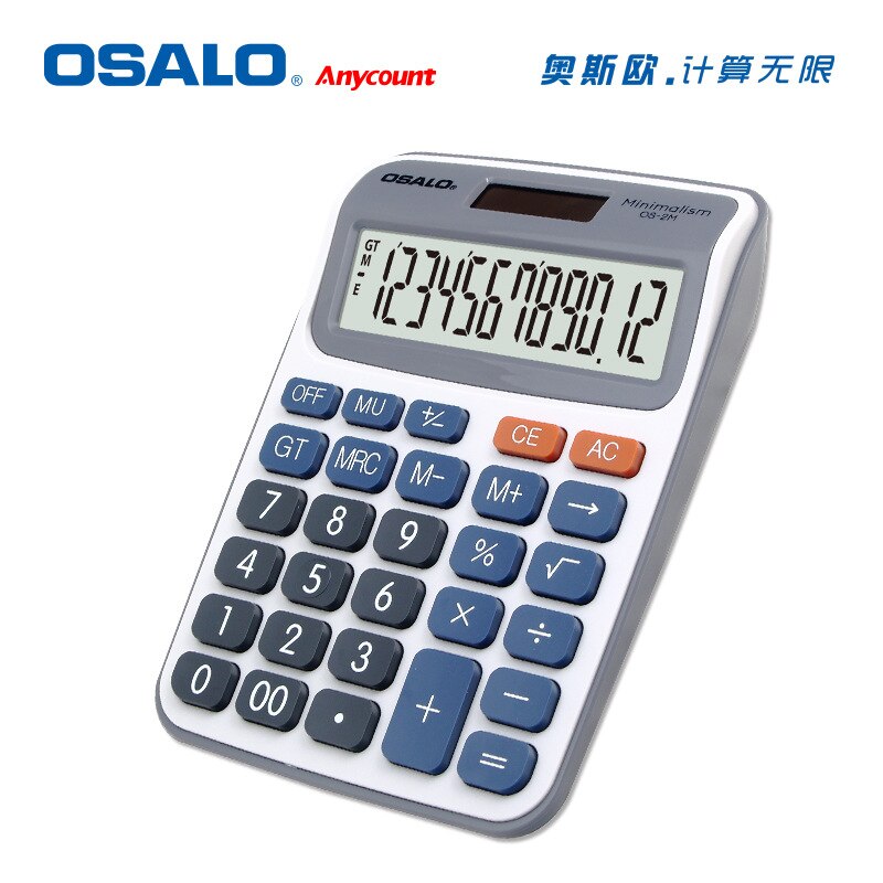 Desktop Office Calculator Os-2m Solar Dual Power Supply Listing 12-digit Display Plastic Calculator