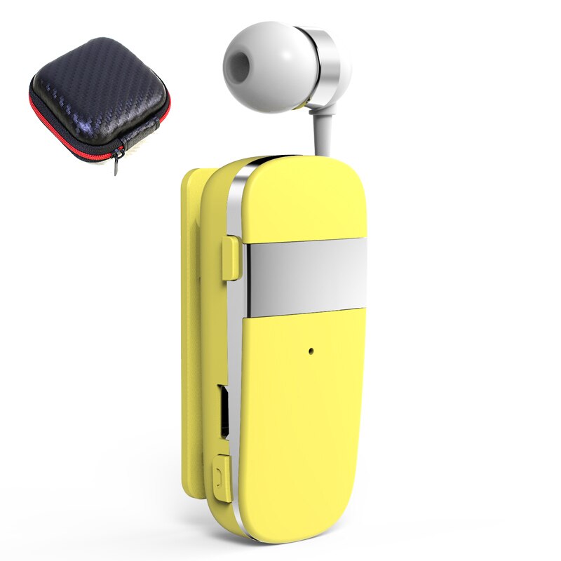 K53 Mini kabellos Bluetooth Headset Anruf Erinnern Vibration Sport Clip Fahrer Auriculares Kopfhörer PK F910 F920: Kasten Gelb