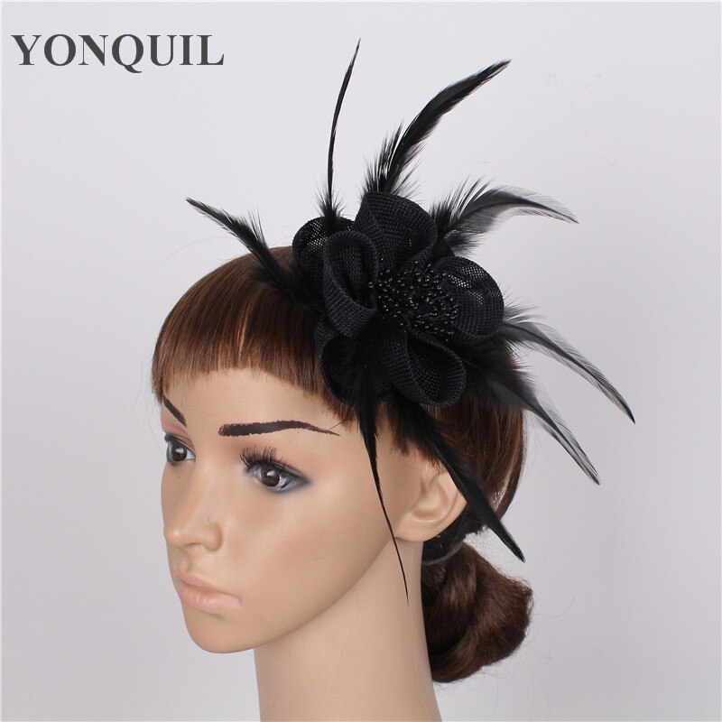 Häät tyylikkäät juhlat naisten hatut kiehtovat päähineet höyhenpääpantalla cocktail tee itse hiustarvikkeet pääntehty hattu syf 61
