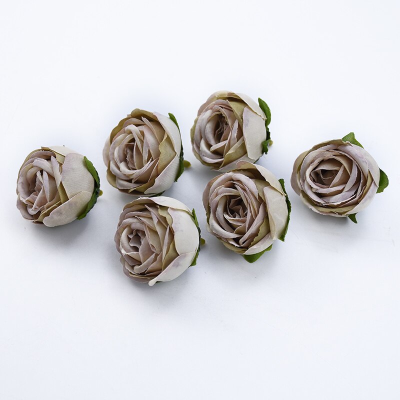 6 st te rosor huvud självlåda juldekorationer till hemmet bröllop bröllop tillbehör röjning konstgjorda blommor billigt: 13