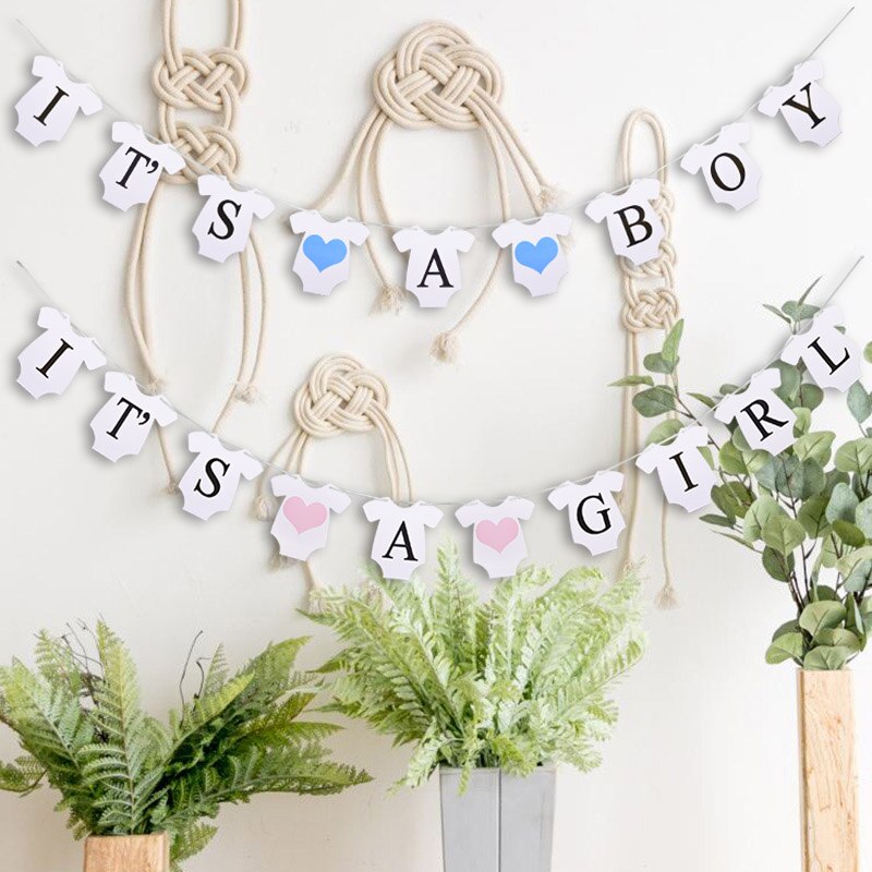 C'est un garçon ou une fille bannière rose bleu papier lettre guirlande pour bébé douche décoration sexe révéler fête fournitures banderoles bannières