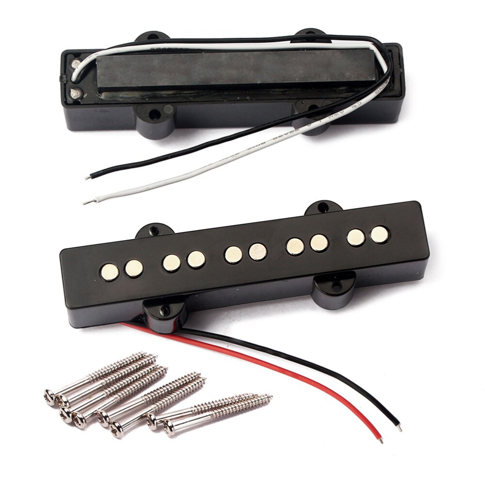 5 String Electric Bass Pickups Bridge Neck Pickups Set for Jazz Bass Guitar Open Style Guitar Parts and Accessories GMB08 Bla