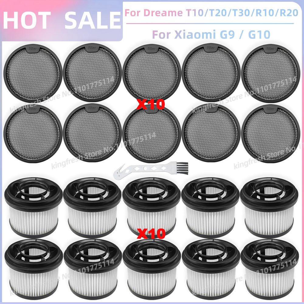 Passend für Dreame T10 / T20 / T20 Profi / T30 / T30 Neo / R10 / R10 Profi / R20, Xiaomi G9 / G10 Ersatzteile Vornachfilter: Beige