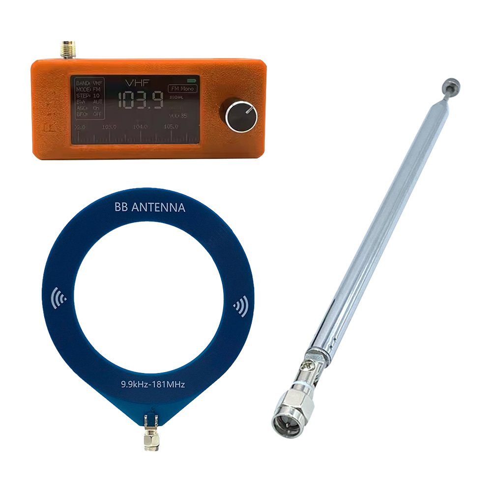 SI4732 0.5-108 mhz Radio portatile LSB USB AM FM Mini radio tascabile Schermo IPS da 1,9 pollici Radio FM/AM Ricevitore radio per tutte le bande: Argento