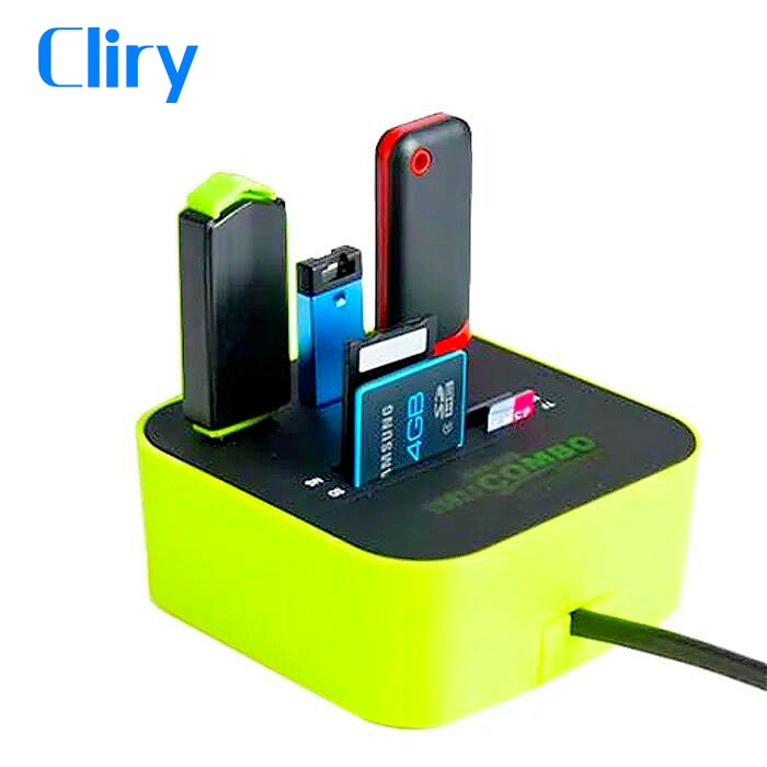 Cliry USB HUB Combo All In One USB 2.0 Micro SD High Speed Kaartlezer 3 Poorten Adapter Connector Voor tablet PC Computer Laptop