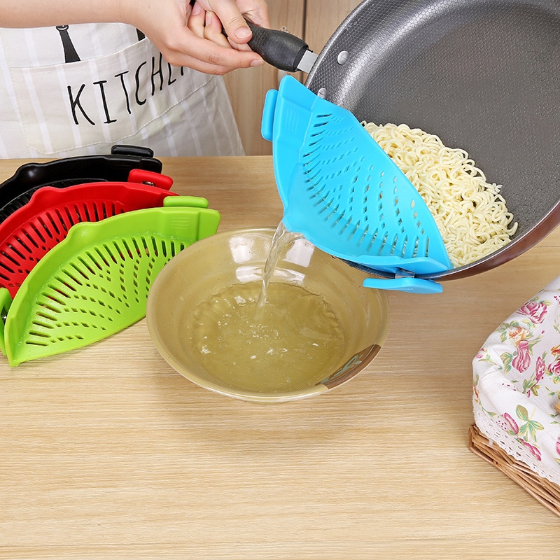 Home kitchen Silicone Stretch Drain Tool Pot Edge Water Filter Foldable Soup Funnel Silicone Liquid Diversion Drainer strainer