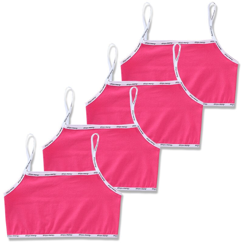 4 Stk/partij Meisjes Comfortabele Sport Training Beha Katoen Crop Top Kids Ondergoed 8-14years: Rose