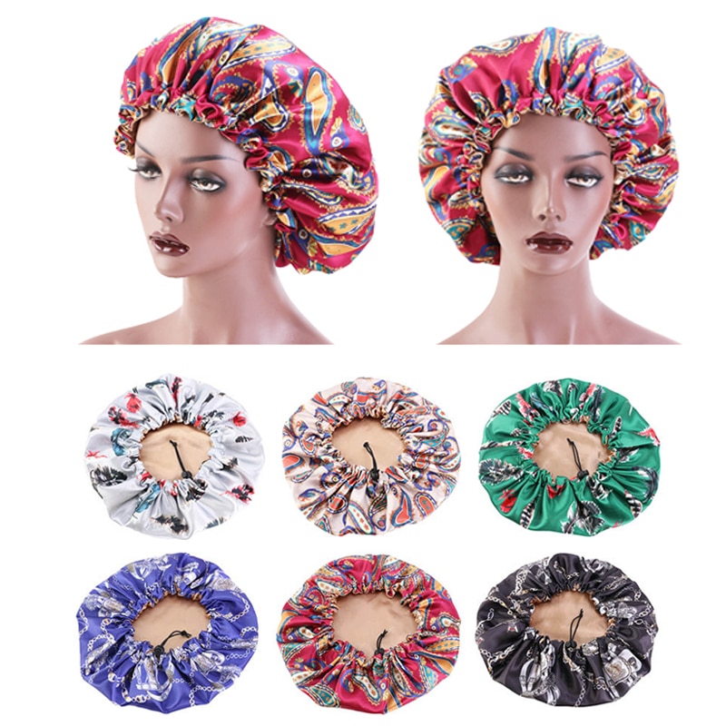 Ajustable 36cm Double-sided Hair Caps Reversible Satin Bonnet Hat Silky Night Sleep Cover Cap Hair Hat Hair Styling Accessories
