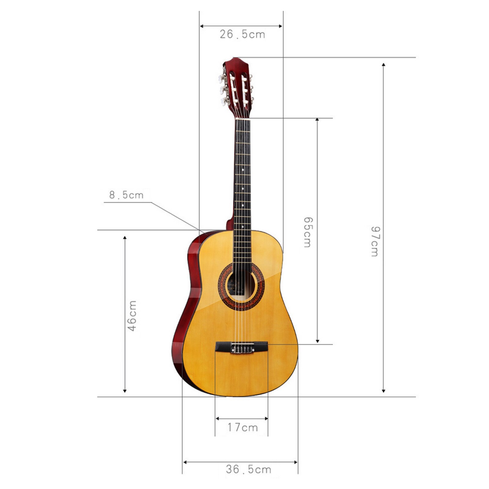 38'' Classic Acoustic Guitar 38 inches 6 Strings Acoustic Guitar Wooden Guitar for Students Beginners (Wood)