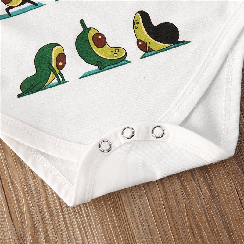 Vêtements d'été pour bébés, combinaisons pour filles, imprimé avocat de dessin animé, col rond, manches courtes, body pour enfants