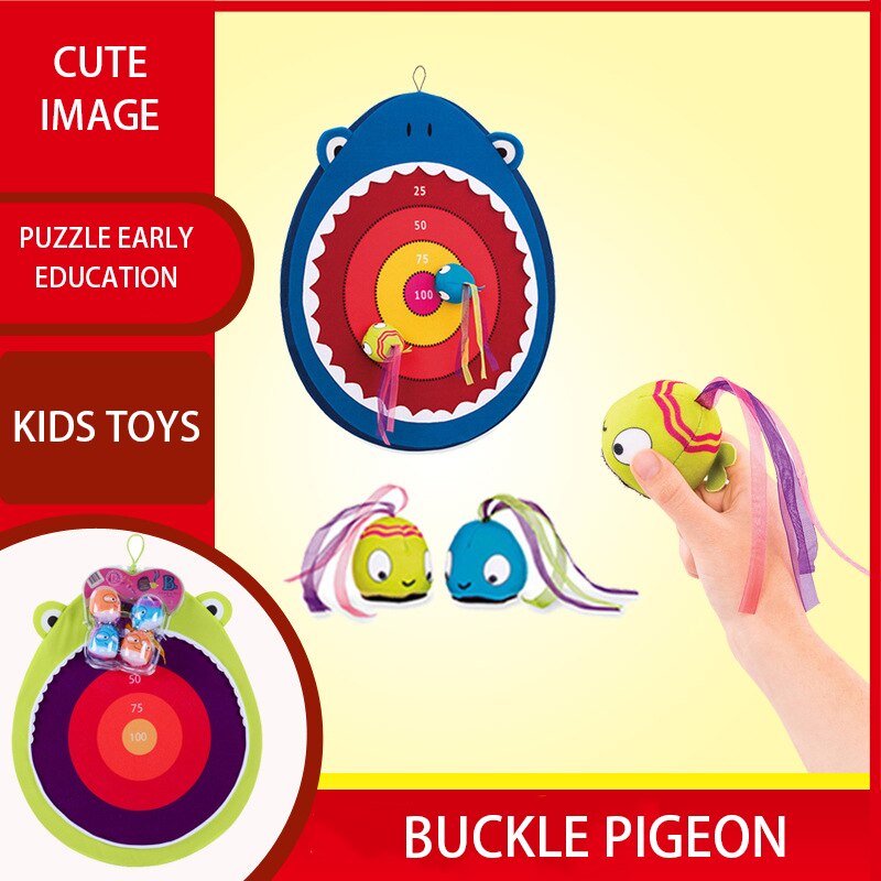Jeu de fléchettes pour enfants, Puzzle, boucle, cible, requin, grenouille, grande bouche, jouet, Velcro, disque de cible collant pour bébé