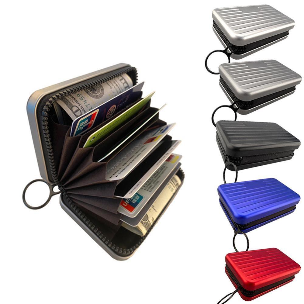 Aluminium Card Case Rits Portemonnee Portemonnees Veilige Rits Aluminium Card Card Rfid Houder Lichtmetalen Credit Houder H3D4