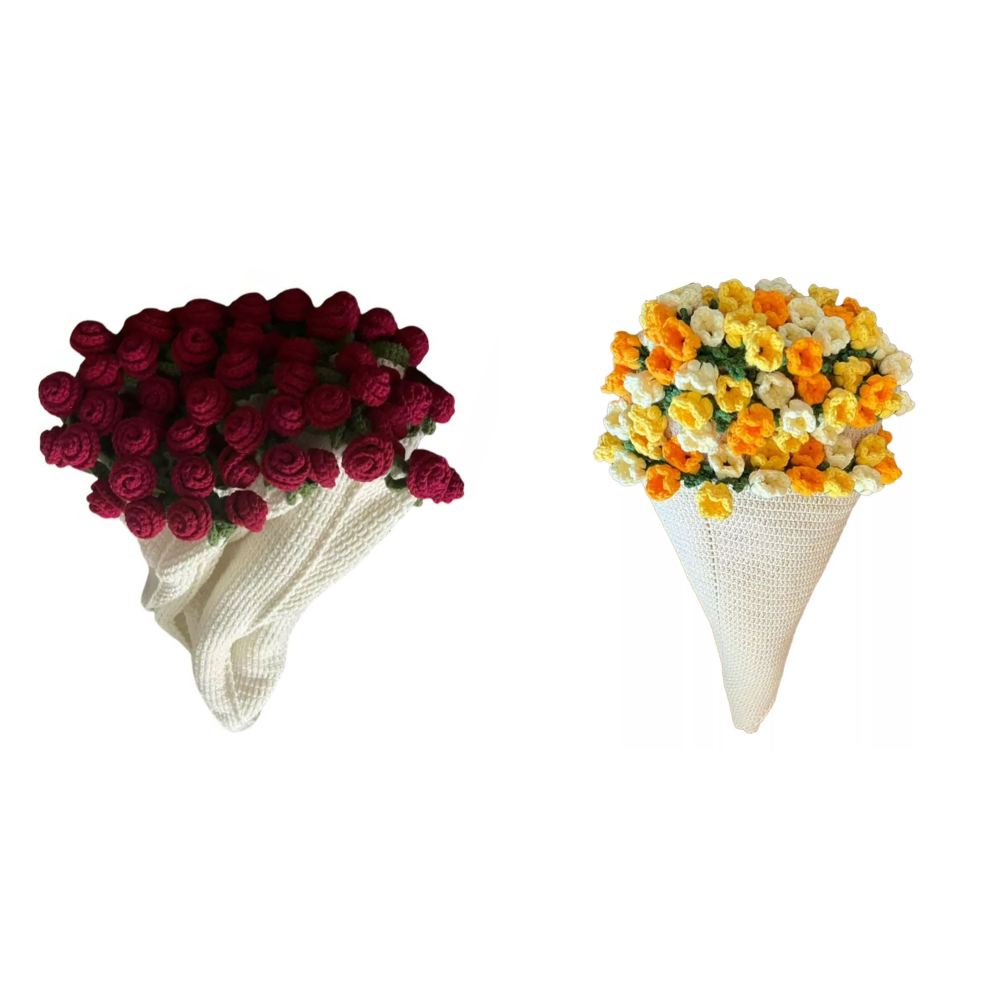 Couverture de Bouquet de fleurs, Bouquet de roses de la vallée, Kit de crochet, Bouquet de fleurs, couvertures tricotées, DIY bricolage