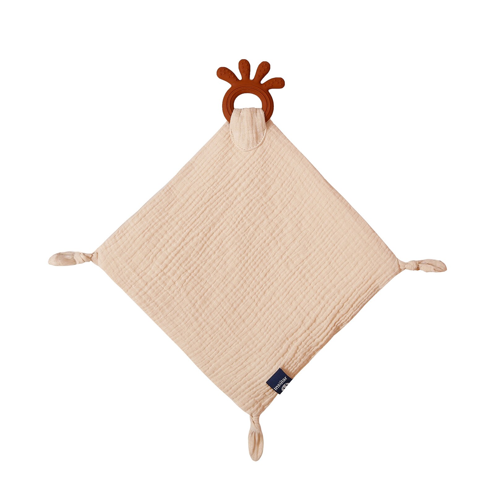 Baby Items Cotton Gauze Soothing Towel Molar Stick Teether Handkerchief Play Portable Toy: khaki