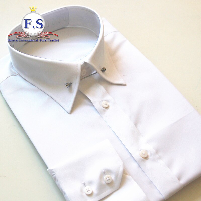 Tailored 100's 2ply Easy Care Popline Mannen Jurk Shirt Met Witte Pin Kraag