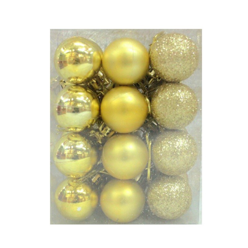 24Pcs Christmas Balls Christmas Tree Decoration Balls Plastic Plating Ornaments Home Garden Festive Party Supplies: Gold