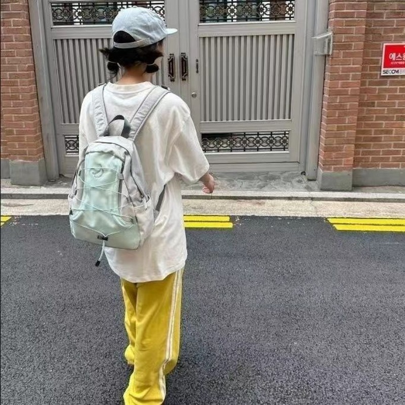 Korean Ins Streetwear Vintage Backpacks Patchwork Contrast Color All Match Rucksacks Men Women Y2k Cargo Schoolbags for Students