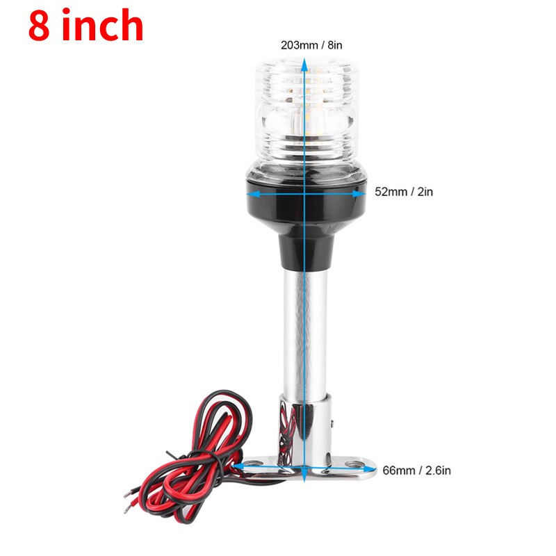 6/8/10/12 Inch 12 ~ 24V Marine Boot Led Navigatie Verlichting Waterdicht Stern Anker Licht 4500K Warm Wit Lamp: 8 inch