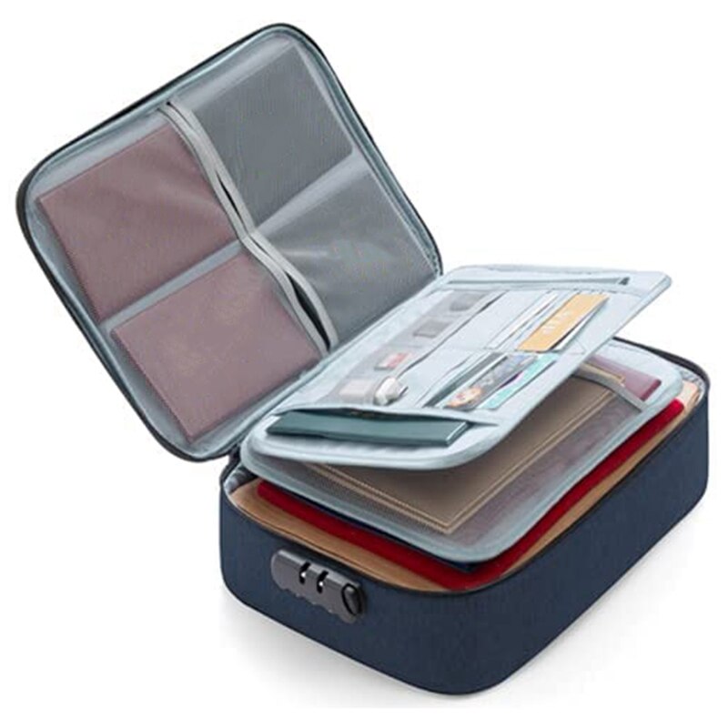 Important File Pocket Holder,Document Organizer Box,Oxford Waterproof Document Storage Bag with Safe Code Lock: Lavender