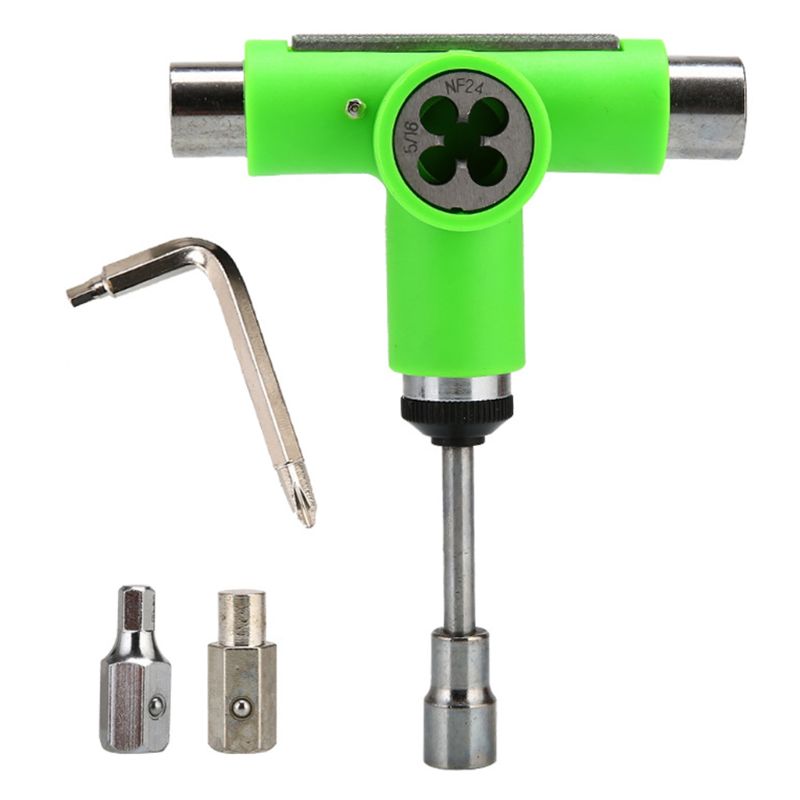 Skateboard Tool Roller Skate Scooter Adjusting T-Wrench Long board Fish Board Repair Tools L-type Head Spanner Screwdriver: Green