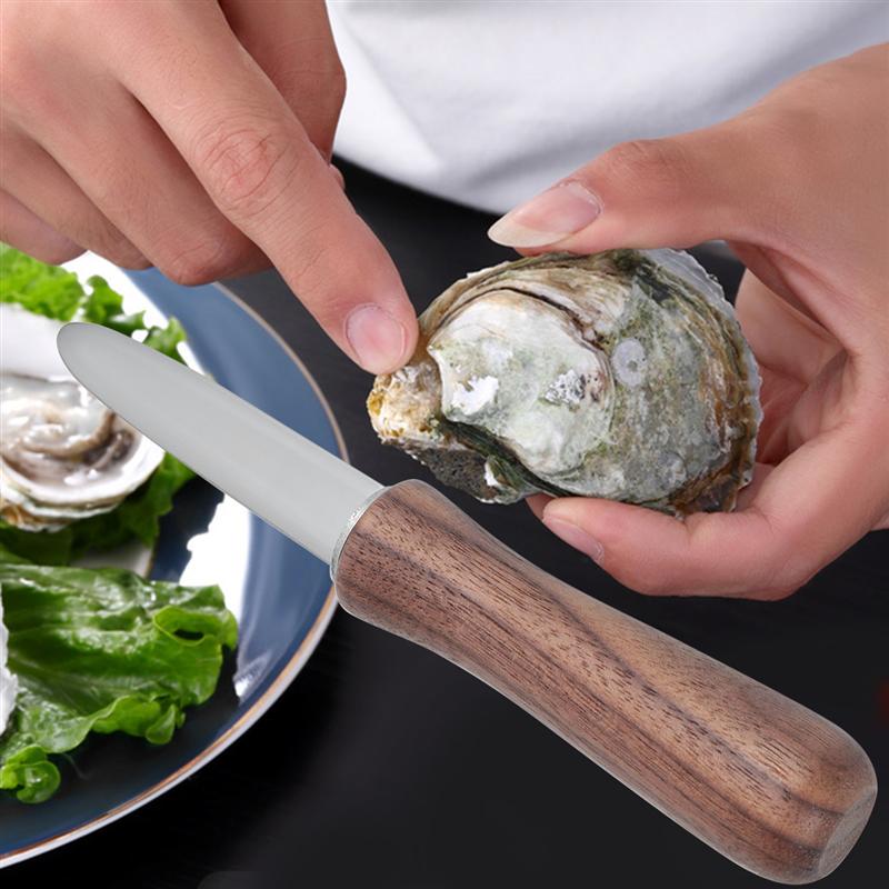 Stainless Steel Clam Oyster Shucking Tool Thicken Wooden Handle Open Shell Tool Seafood Cutter Oyster Shucker Kitchen Utensil