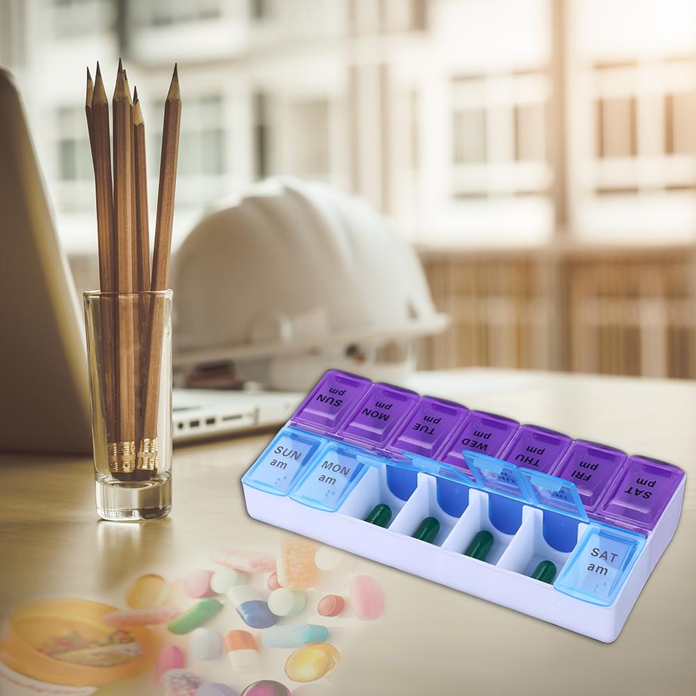 14/7 Grids 7 Dagen Wekelijkse Pillendoosje Geneeskunde Tablet Dispenser Organizer Pillendoosje Splitters Pill Organizer Container