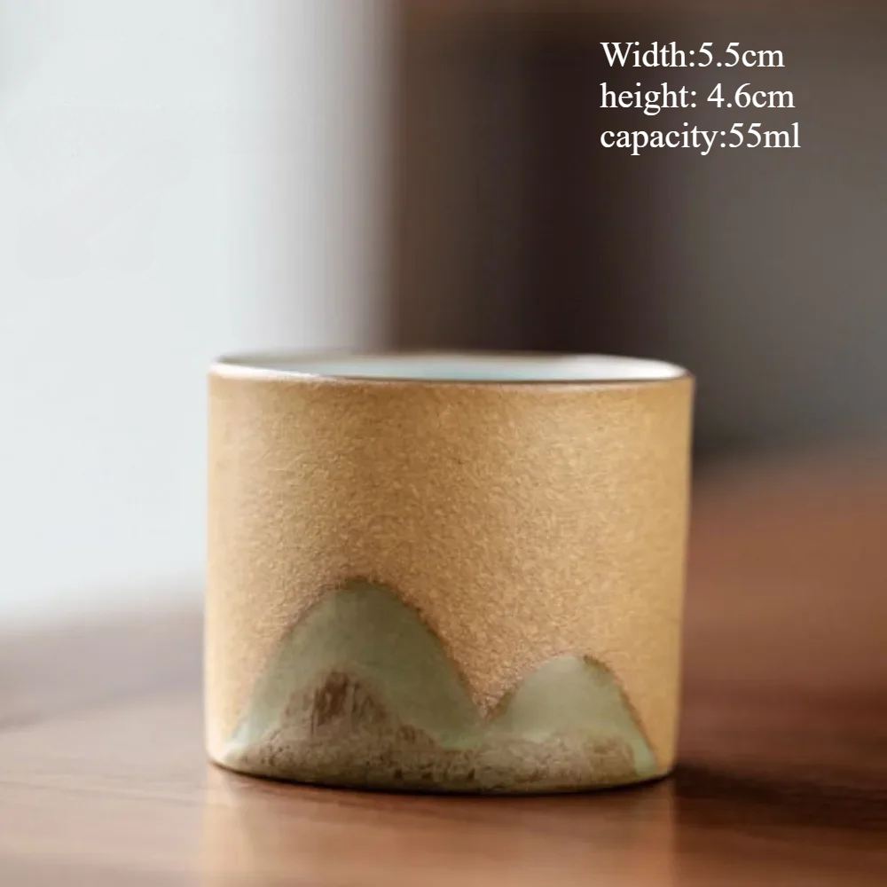 Handmade Ceramic Coffee Mug with Wooden Handle - Retro Tea Cup, Office Water Cup Filter , Unique Birthday: PURPLE